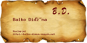 Balko Diána névjegykártya